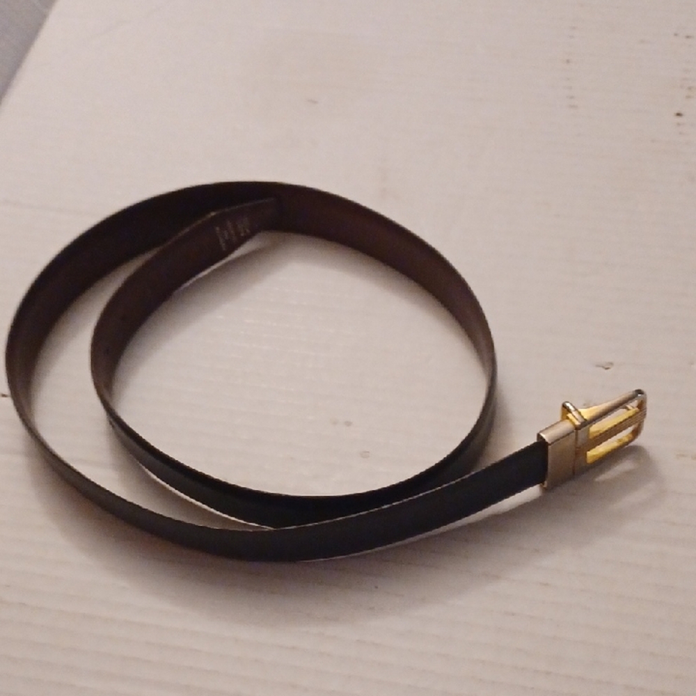 4/$80 Reversible Black & Brown Leather-Like Belt with Gold Buckle - Size 32
